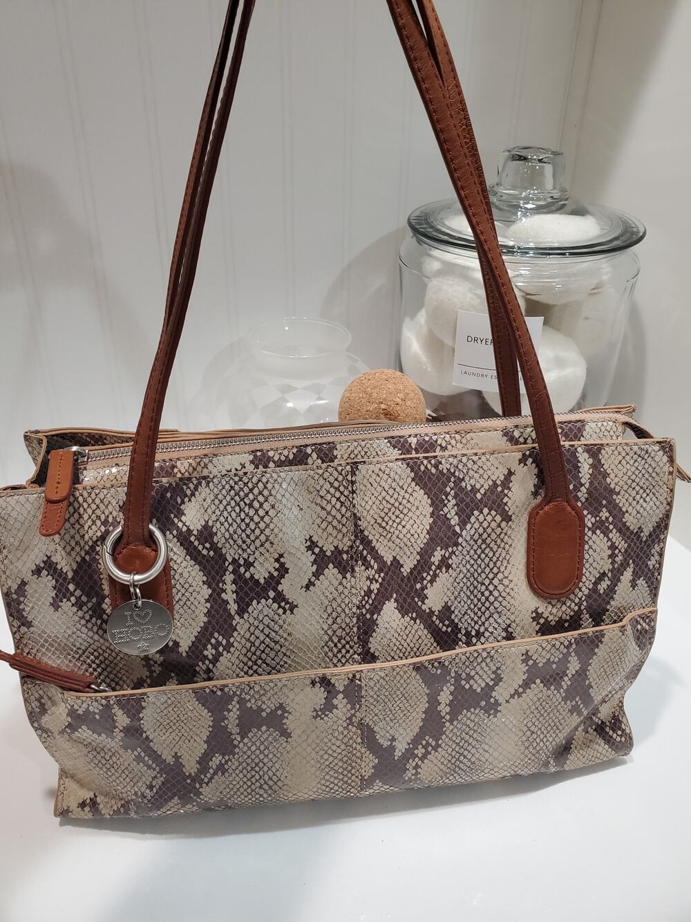 HOBO Snake Print Genuine Leather Tote Shoulder Bag